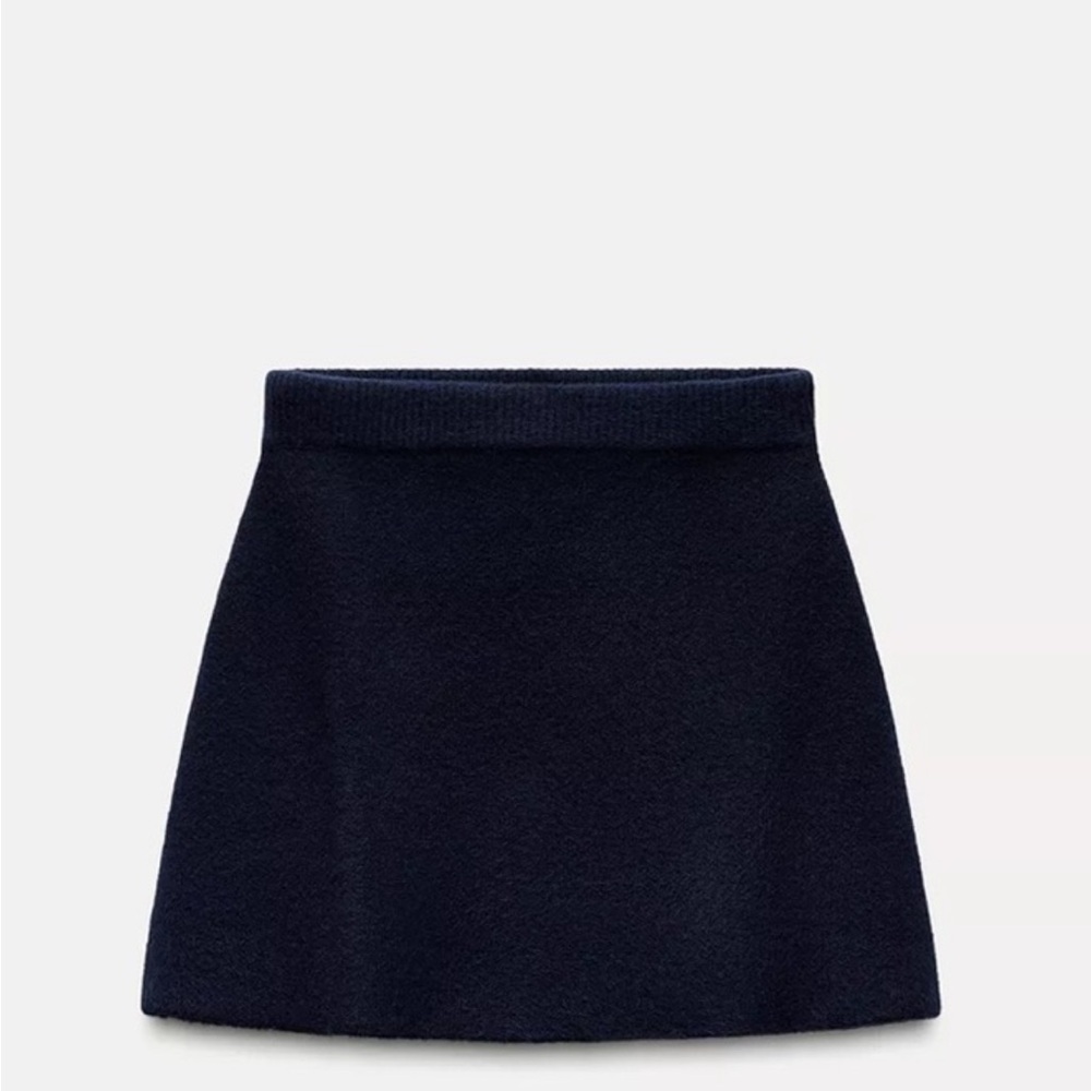 Zara Navy Blue A-Line Pull on Skirt Size L